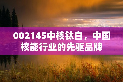 002145中核钛白，中国核能行业的先驱品牌