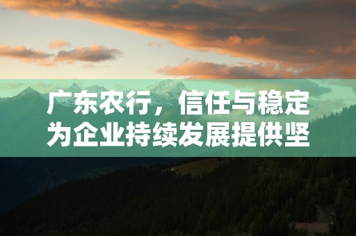 广东农行，信任与稳定为企业持续发展提供坚实支持