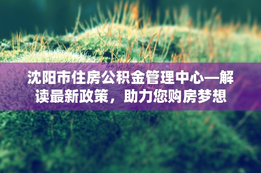 沈阳市住房公积金管理中心—解读最新政策，助力您购房梦想