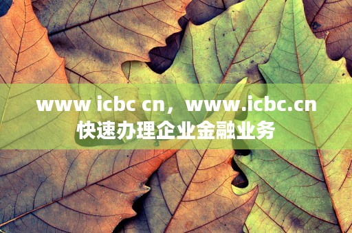 www icbc cn，www.icbc.cn快速办理企业金融业务