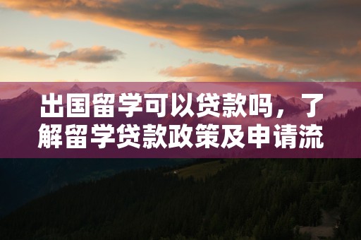 出国留学可以贷款吗，了解留学贷款政策及申请流程