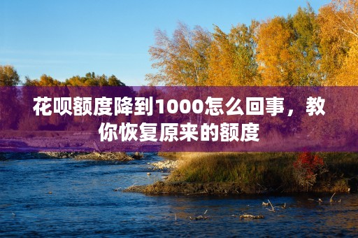 花呗额度降到1000怎么回事，教你恢复原来的额度