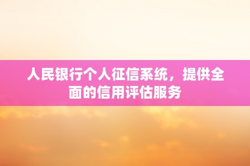 人民银行个人征信系统，提供全面的信用评估服务