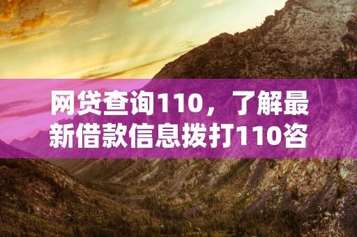 网贷查询110，了解最新借款信息拨打110咨询热线