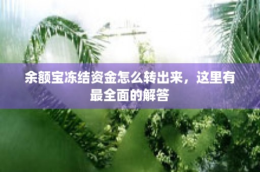 余额宝冻结资金怎么转出来，这里有最全面的解答