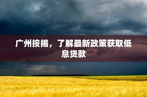 广州按揭，了解最新政策获取低息贷款