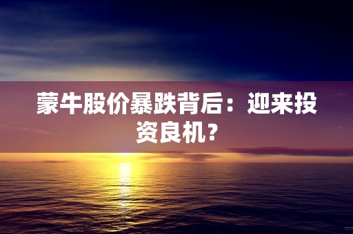 蒙牛股价暴跌背后：迎来投资良机？