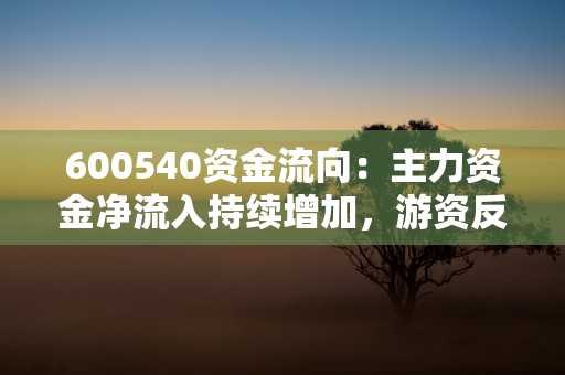 600540资金流向：主力资金净流入持续增加，游资反向净流出