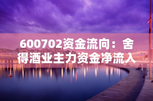 600702资金流向：舍得酒业主力资金净流入，吸引市场关注！