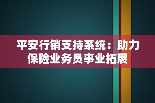 平安行销支持系统：助力保险业务员事业拓展