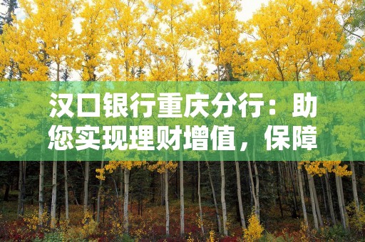 汉口银行重庆分行：助您实现理财增值，保障您的财产安全！