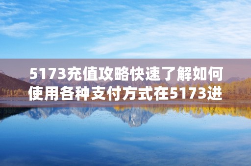 5173充值攻略快速了解如何使用各种支付方式在5173进行充值！