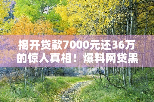 揭开贷款7000元还36万的惊人真相！爆料网贷黑幕