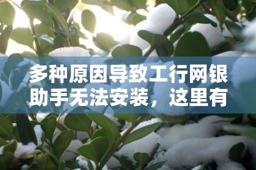 多种原因导致工行网银助手无法安装，这里有解决方案！