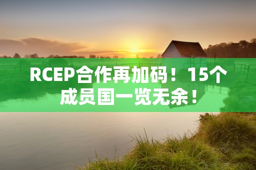 RCEP合作再加码！15个成员国一览无余！