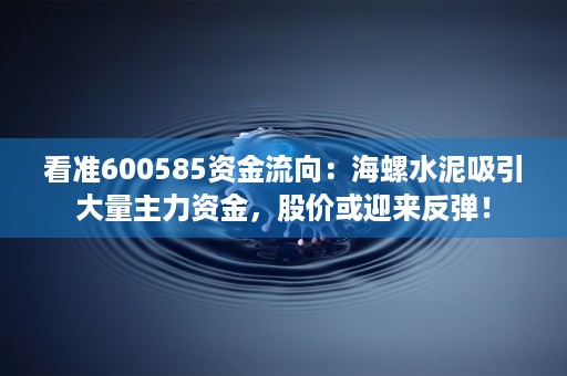 看准600585资金流向：海螺水泥吸引大量主力资金，股价或迎来反弹！