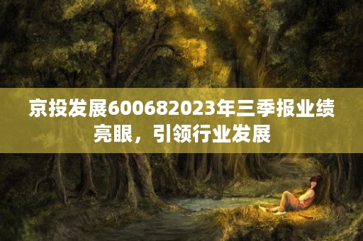 京投发展600682023年三季报业绩亮眼，引领行业发展