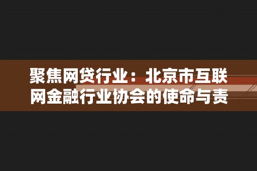 聚焦网贷行业：北京市互联网金融行业协会的使命与责任