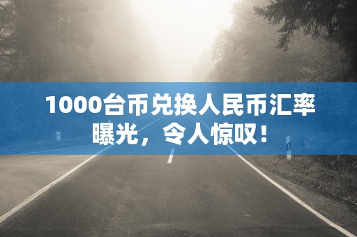 1000台币兑换人民币汇率曝光，令人惊叹！