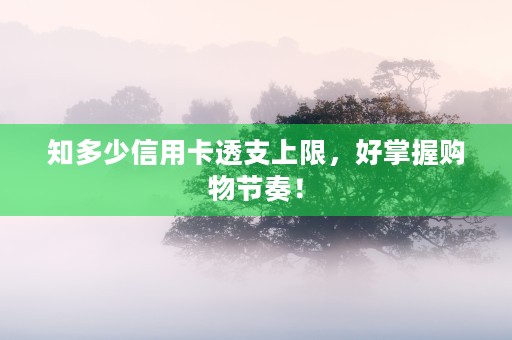 知多少信用卡透支上限，好掌握购物节奏！