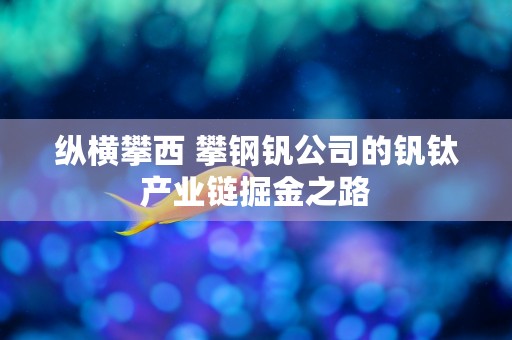 纵横攀西 攀钢钒公司的钒钛产业链掘金之路