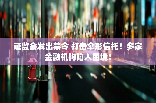 证监会发出禁令 打击伞形信托！多家金融机构陷入困境！