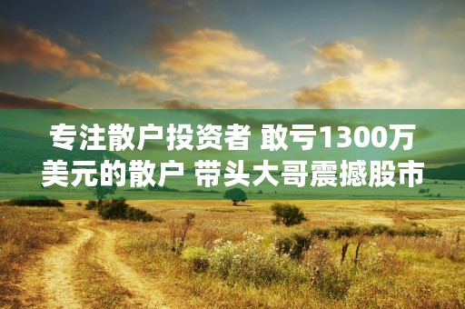 专注散户投资者 敢亏1300万美元的散户 带头大哥震撼股市！