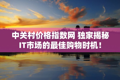 中关村价格指数网 独家揭秘IT市场的最佳购物时机！