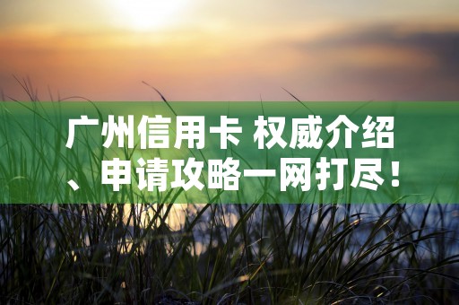 广州信用卡 权威介绍、申请攻略一网打尽！