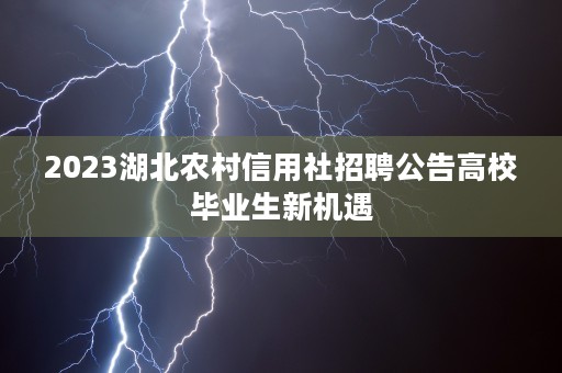 2023湖北农村信用社招聘公告高校毕业生新机遇