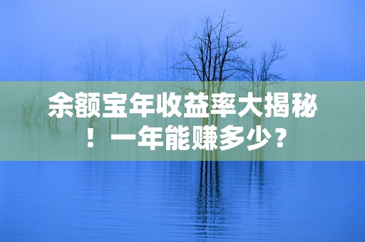 余额宝年收益率大揭秘！一年能赚多少？