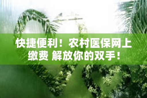 快捷便利！农村医保网上缴费 解放你的双手！