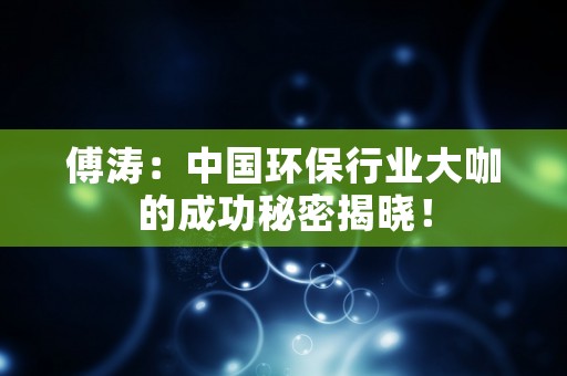 傅涛：中国环保行业大咖的成功秘密揭晓！