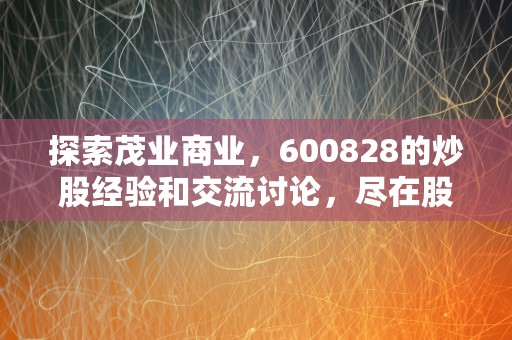 探索茂业商业，600828的炒股经验和交流讨论，尽在股吧！