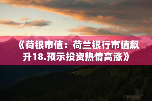 《荷银市值：荷兰银行市值飙升18.预示投资热情高涨》