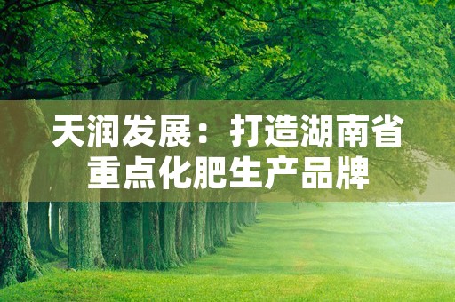 天润发展：打造湖南省重点化肥生产品牌