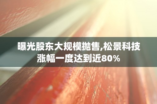 曝光股东大规模抛售,松景科技涨幅一度达到近80%