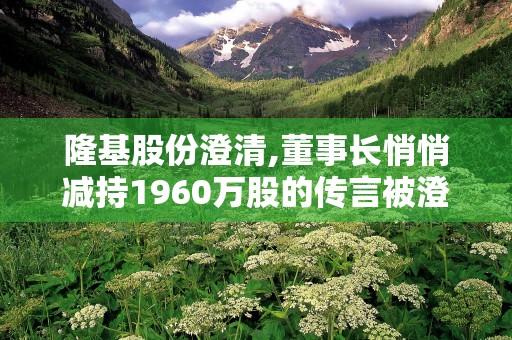 隆基股份澄清,董事长悄悄减持1960万股的传言被澄清