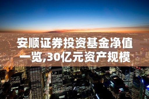 安顺证券投资基金净值一览,30亿元资产规模背后的故事