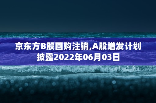 京东方B股回购注销,A股增发计划披露2022年06月03日