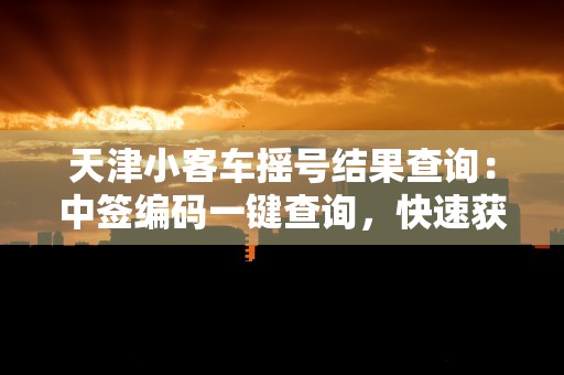 天津小客车摇号结果查询：中签编码一键查询，快速获取摇号结果！