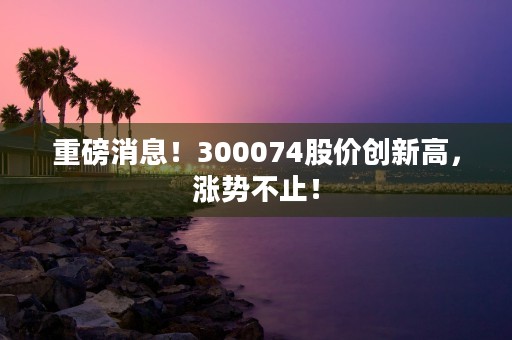 重磅消息！300074股价创新高，涨势不止！