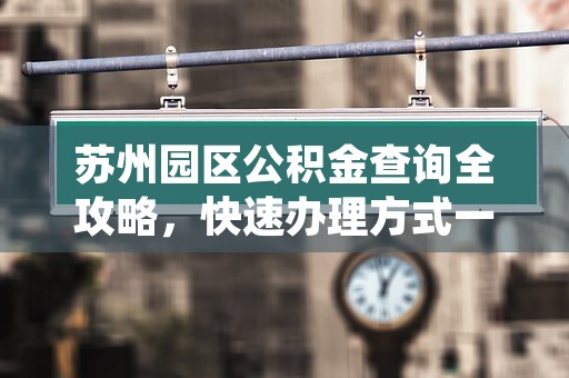 苏州园区公积金查询全攻略，快速办理方式一网打尽！