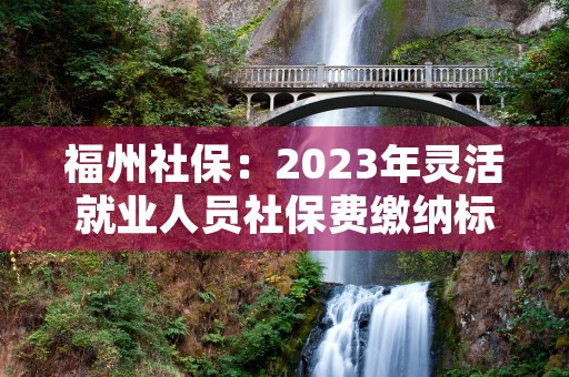 福州社保：2023年灵活就业人员社保费缴纳标准解读