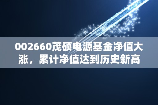 002660茂硕电源基金净值大涨，累计净值达到历史新高！