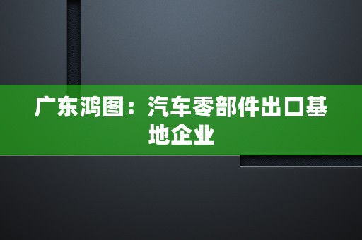 广东鸿图：汽车零部件出口基地企业