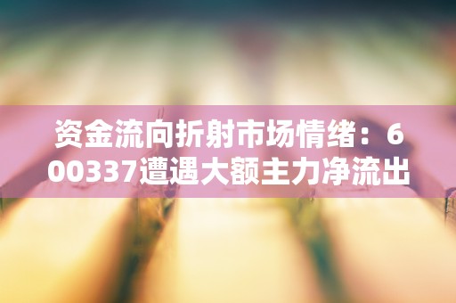 资金流向折射市场情绪：600337遭遇大额主力净流出