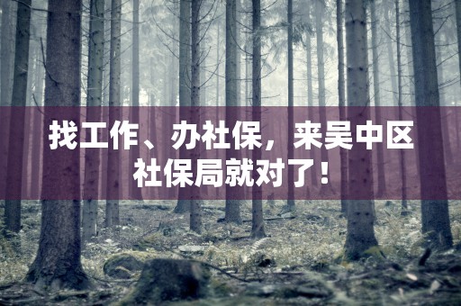 找工作、办社保，来吴中区社保局就对了！