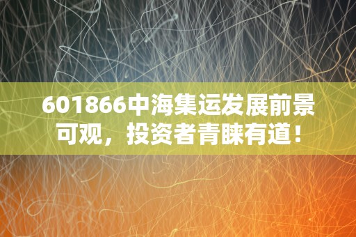 601866中海集运发展前景可观，投资者青睐有道！