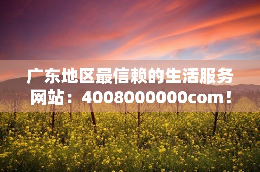 广东地区最信赖的生活服务网站：4008000000com！